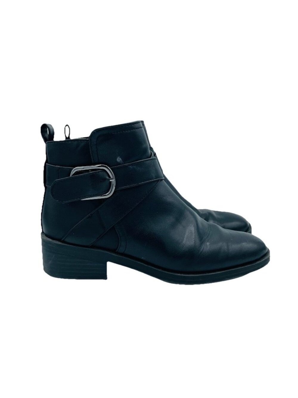 Time and Tru Shoes Womens 7.5 Black Comfort Ankle Booties Heeled Zip Memory Foam